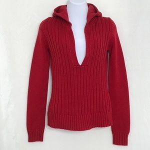 Zara Cozy & Warm Red V-neck Sweater Medium
